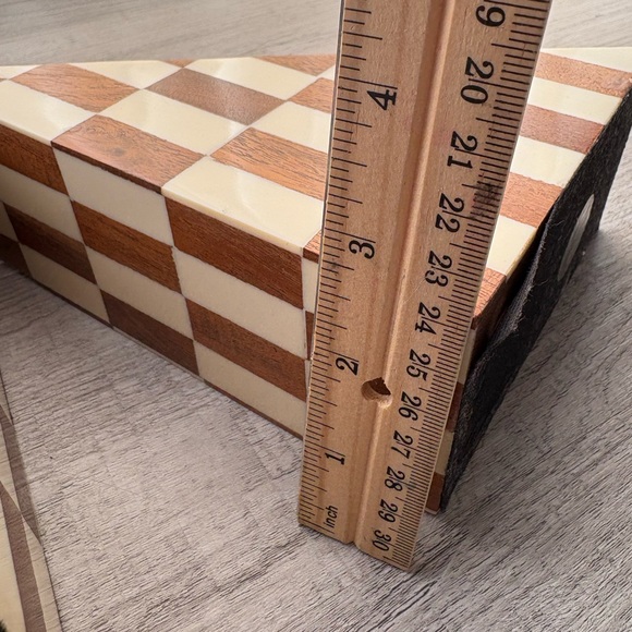 Wooden and Cream Checkered Bookends Cottagecore Wood Decor Chess - Picture 6 of 11